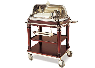 Red Banquet Buffet Dining Cart / 3 Shelves Room Service Trolley Table Top