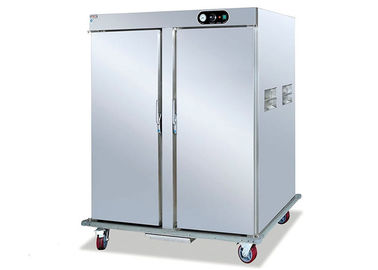 สแตนเลสสตีลสองประตูเครื่องอุ่นอาหารรถเข็นมือถือความร้อนโฮลดิ้งตู้