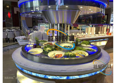 จอแสดงผล LED สีฟ้าร้านอาหารบุฟเฟ่ต์เคาน์เตอร์ / โต๊ะบุฟเฟ่ต์พาณิชย์