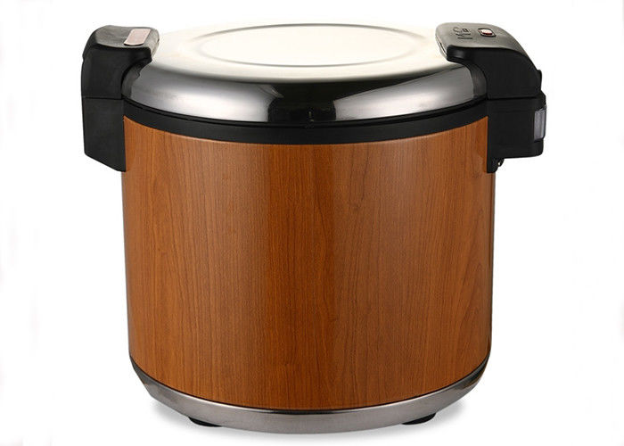 20L Commercial Kitchen Equipments / Electrical Rice Cooker With Stainless Steel / Wood Grain Body