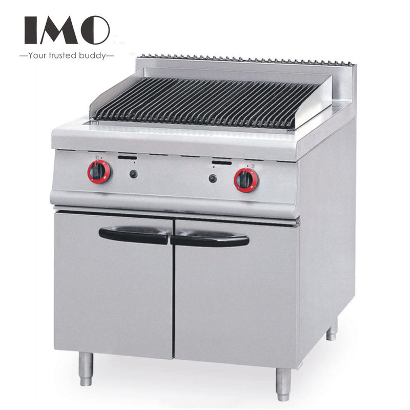 2022 Kitchen Equipment Commercial Stainless Steel Gas Lava Rock Grill With Cabinet