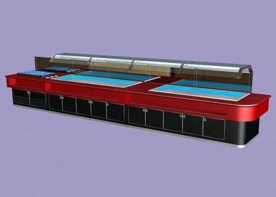 หินอ่อนซูชิสลัดบาร์เคาน์เตอร์ 400L พร้อมโคมไฟ LED, อุปกรณ์บุฟเฟ่ต์พาณิชย์